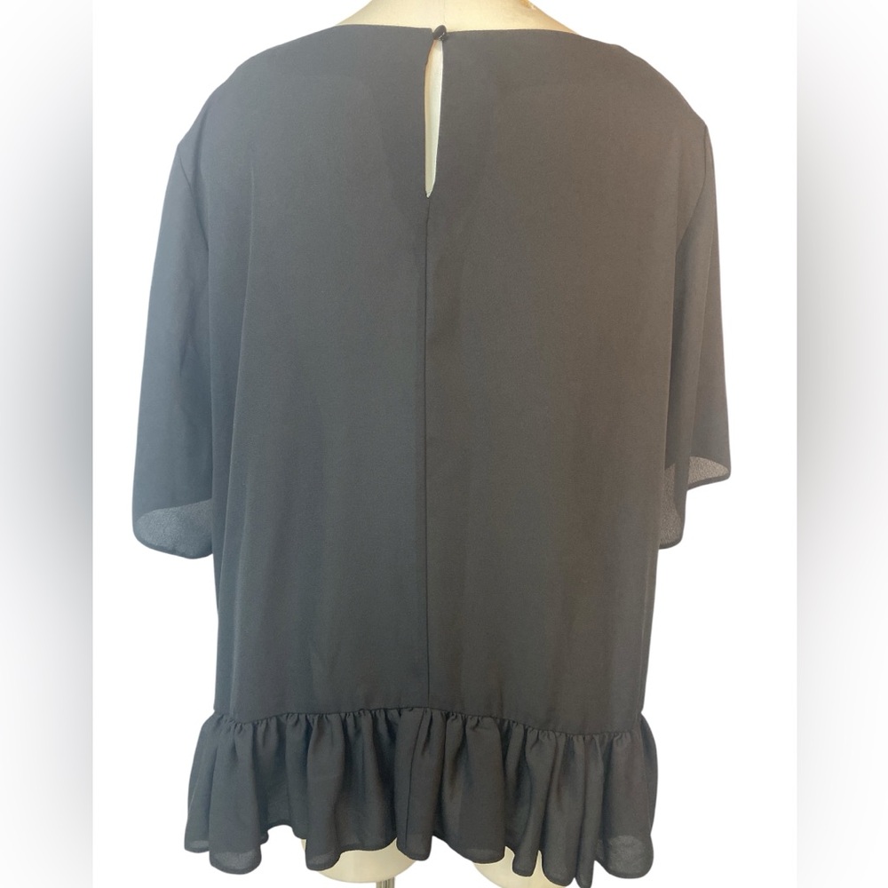 ASOS Black Ruffle Hem Blouse Women’s Size 22 - Picture 2 of 4